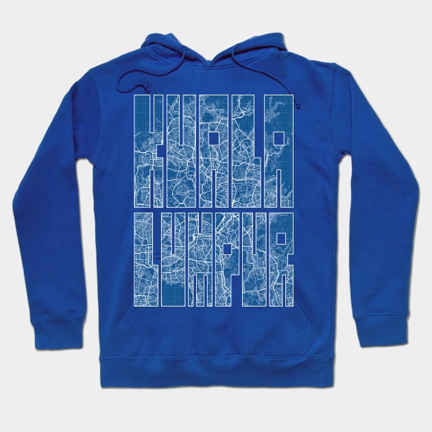 Kuala Lumpur, Malaysia City Map Typography - Blueprint Hoodie by deMAP Studio